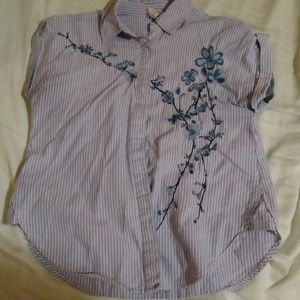 Floral pinstripe button-down
